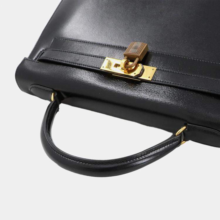 Pre Owned Hermes Kelly 32 Box Calf Black Shoulder Bag