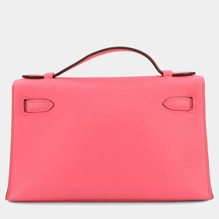 Pre Owned Hermes Swift Rose Azalee Pochette Kelly Handbag