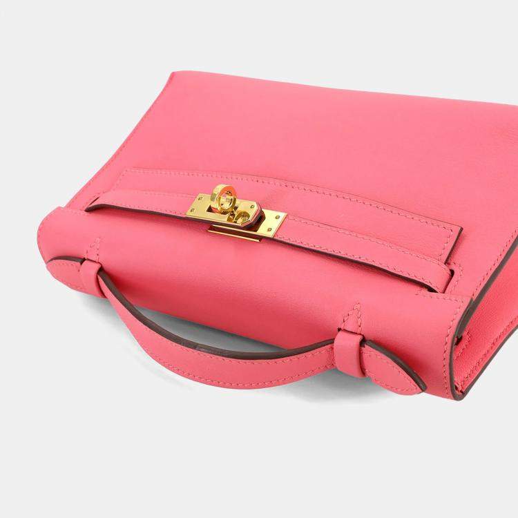 Pre Owned Hermes Swift Rose Azalee Pochette Kelly Handbag
