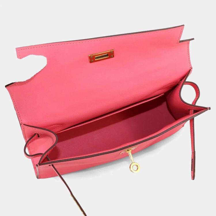 Pre Owned Hermes Swift Rose Azalee Pochette Kelly Handbag