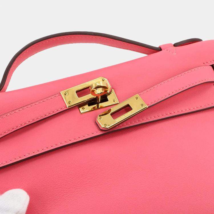 Pre Owned Hermes Swift Rose Azalee Pochette Kelly Handbag