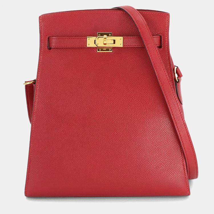 Pre Owned Hermes Couchvel Epsom Rouge Vif Kelly Sport Shoulder Bag PM