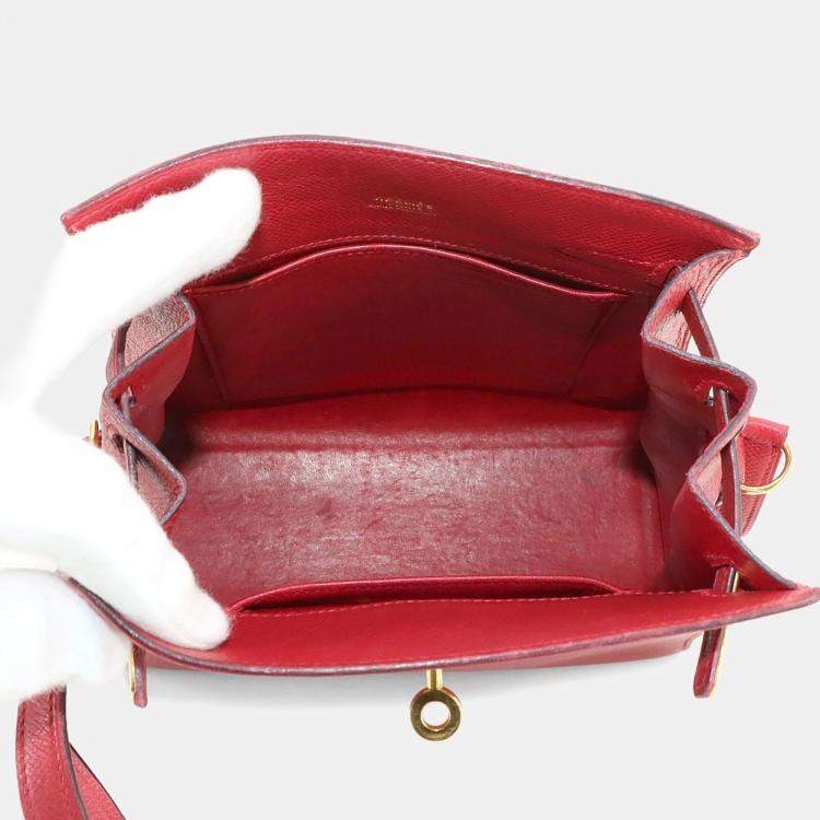 Pre Owned Hermes Couchvel Epsom Rouge Vif Kelly Sport Shoulder Bag PM