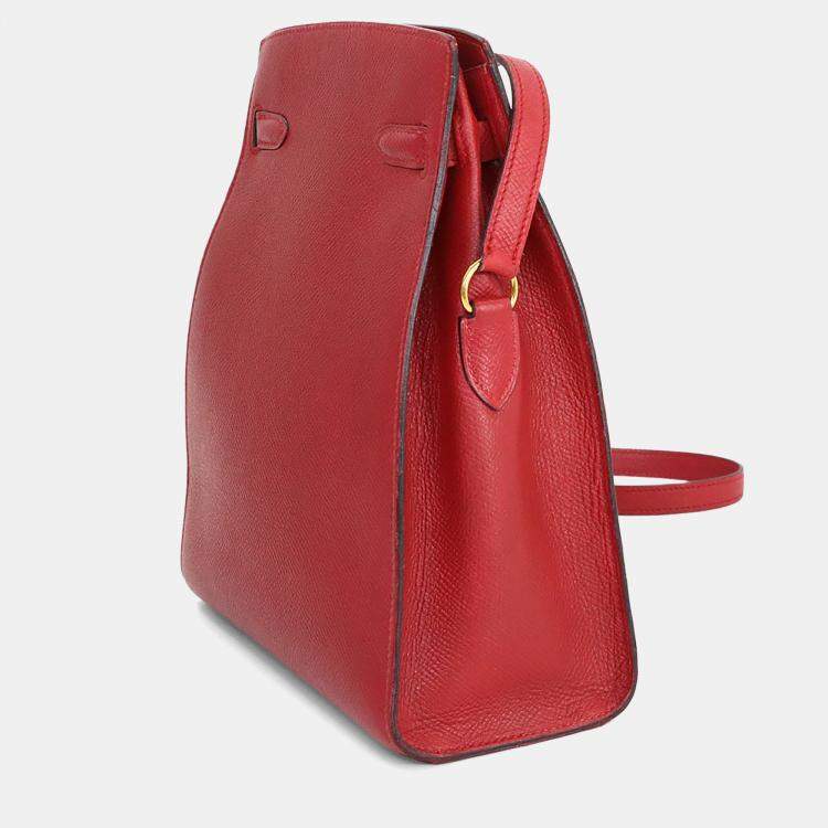 Pre Owned Hermes Couchvel Epsom Rouge Vif Kelly Sport Shoulder Bag PM