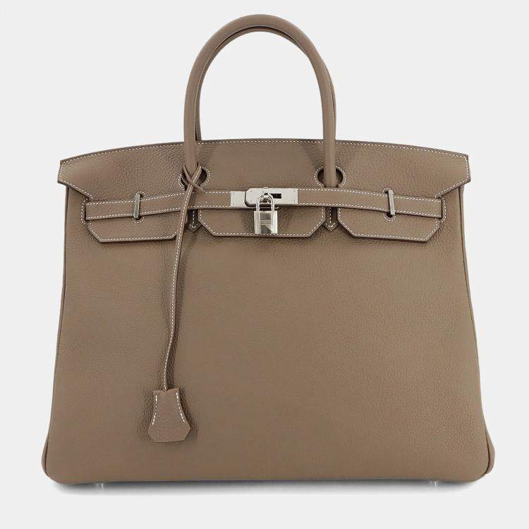 Pre Owned Hermes Togo Etoupe Birkin Handbag 40