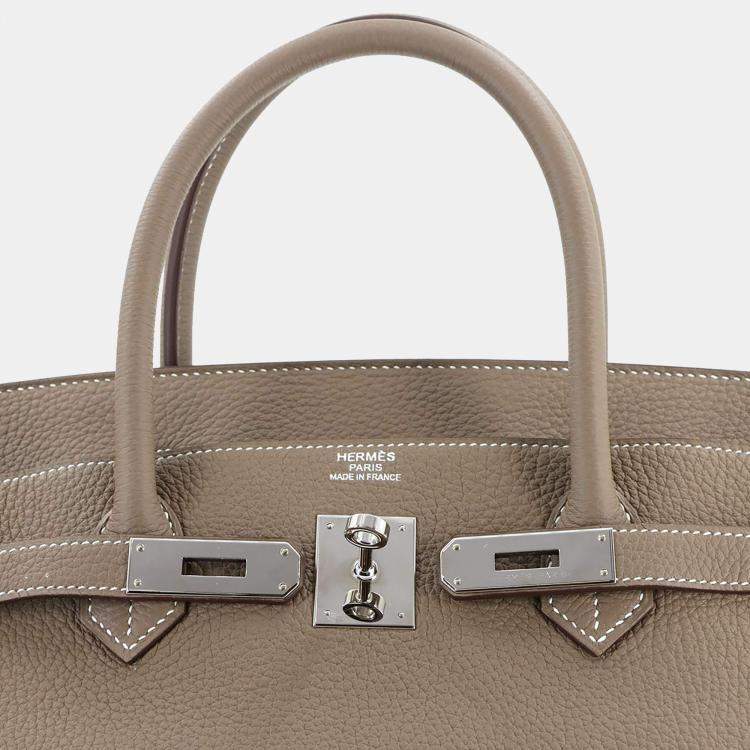 Pre Owned Hermes Togo Etoupe Birkin Handbag 40