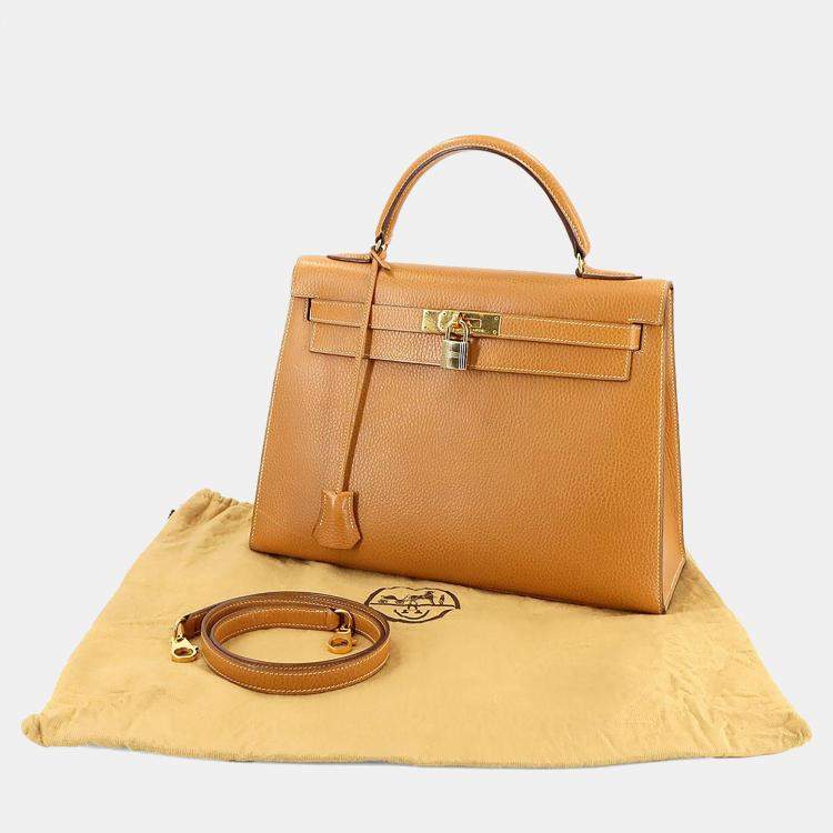 Pre Owned Hermes Natural Ardennes Leather Kelly 2-Way Hand/Shoulder Bag 32