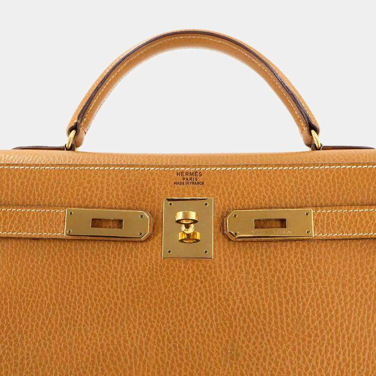 Pre Owned Hermes Natural Ardennes Leather Kelly 2-Way Hand/Shoulder Bag 32