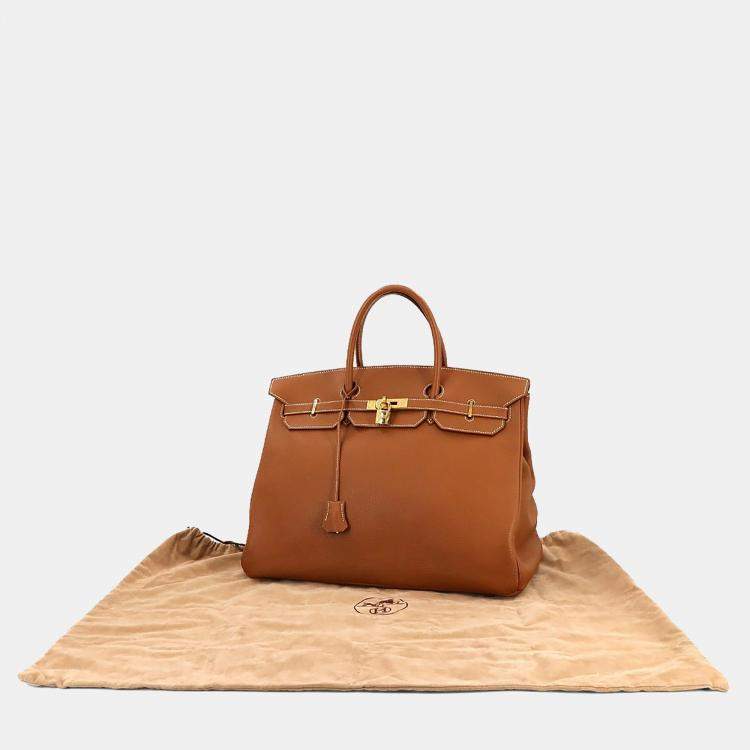 مملوكة مسبقًا Hermes Taurillon Clemence Leather Gold Birkin 40 Handbag
