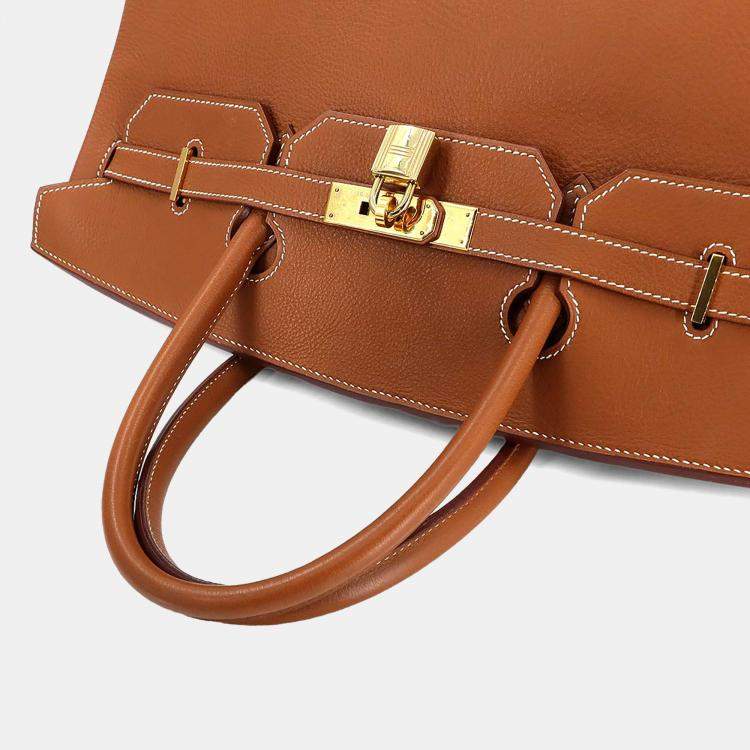مملوكة مسبقًا Hermes Taurillon Clemence Leather Gold Birkin 40 Handbag