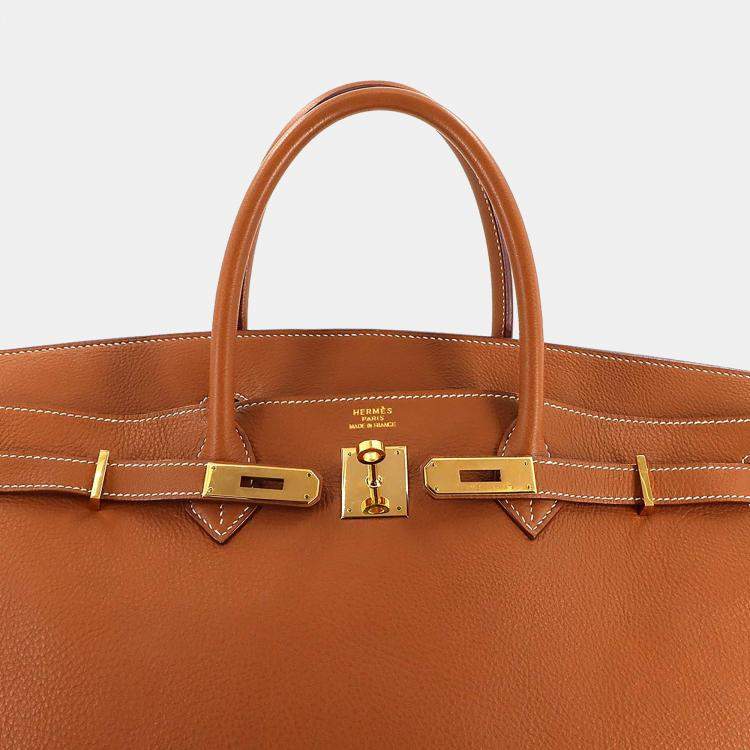 مملوكة مسبقًا Hermes Taurillon Clemence Leather Gold Birkin 40 Handbag