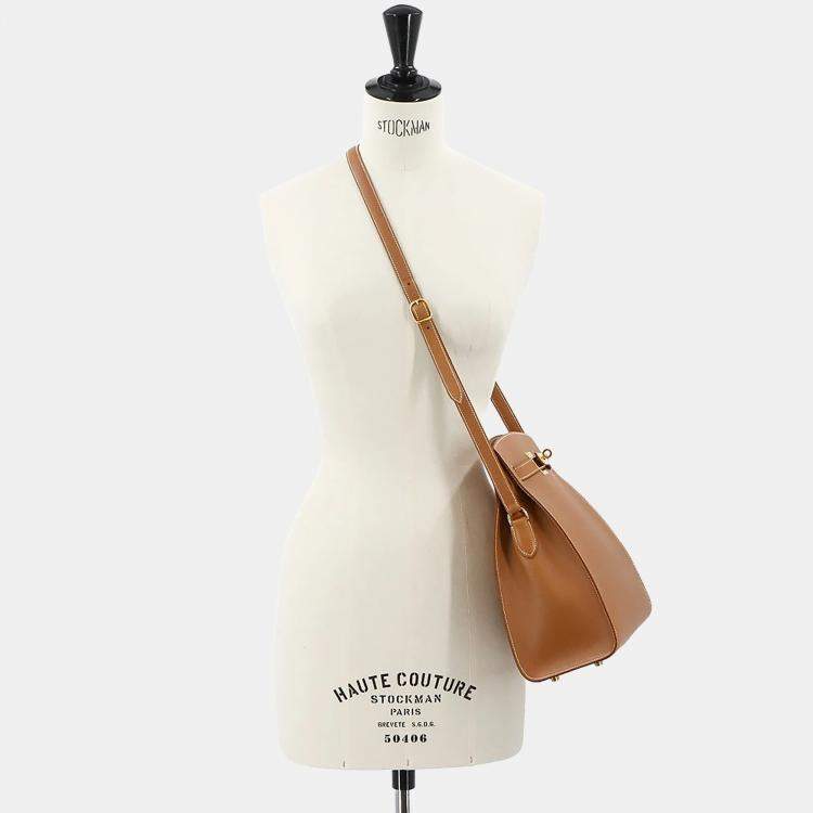 Pre Owned Hermes Couchvel Epsom Gold Kelly Sport Shoulder Bag MM