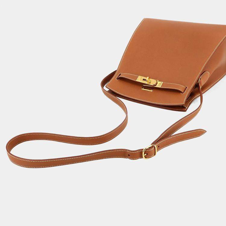 Pre Owned Hermes Couchvel Epsom Gold Kelly Sport Shoulder Bag MM