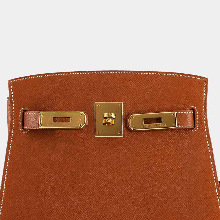 Pre Owned Hermes Couchvel Epsom Gold Kelly Sport Shoulder Bag MM