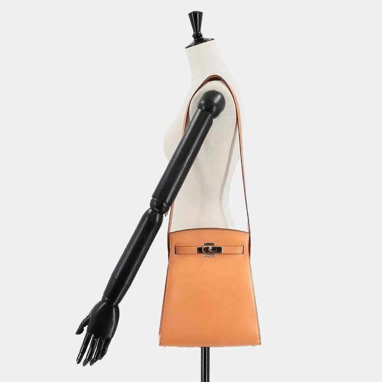 Pre Owned Hermes Box Calf Leather Pink Beige Kelly Sport Shoulder Bag MM