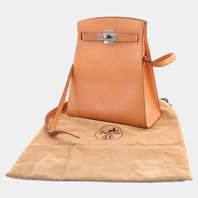 Pre Owned Hermes Box Calf Leather Pink Beige Kelly Sport Shoulder Bag MM