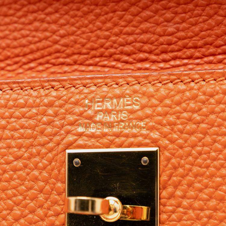 Pre Owned Hermes Orange Togo Kelly II Retourne 35