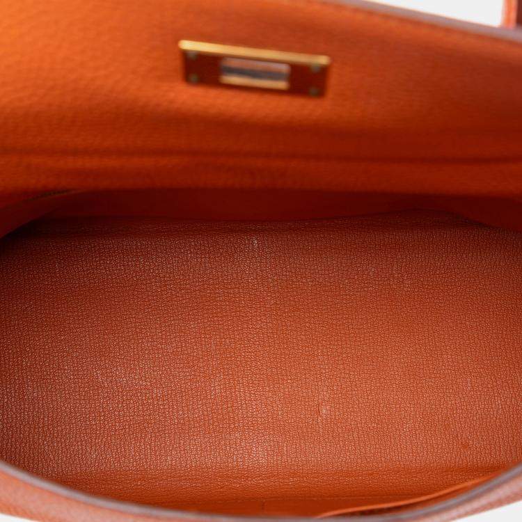 Pre Owned Hermes Orange Togo Kelly II Retourne 35