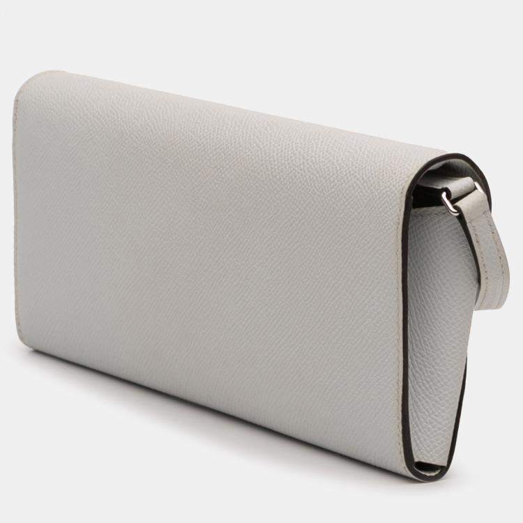 Pre Owned Hermes Gris Pale Epsom Maillon To Go Wallet