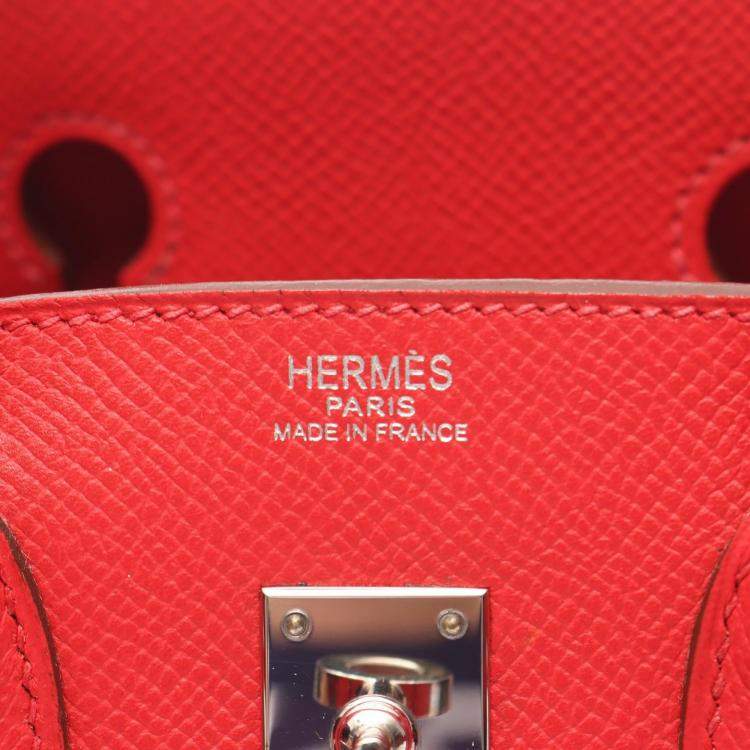 Pre Owned Hermes Birkin 25 Red Epsom Leather Tote Bag