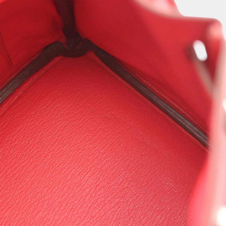 Pre Owned Hermes Birkin 25 Red Epsom Leather Tote Bag