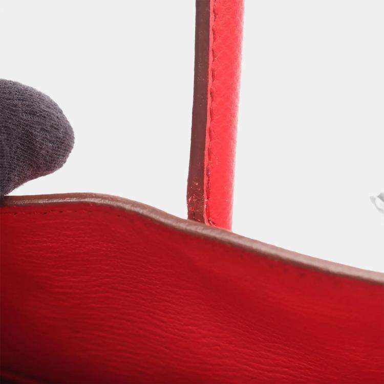 Pre Owned Hermes Birkin 25 Red Epsom Leather Tote Bag