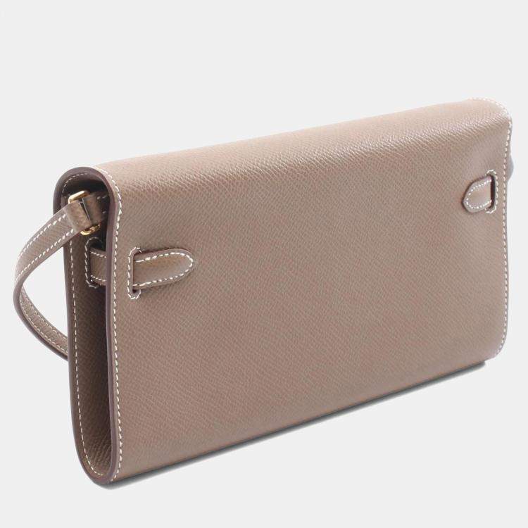 Pre Owned Hermes Kelly To Go Gray Epsom Leather Shoulder Bag