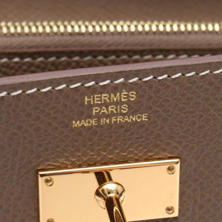 Pre Owned Hermes Kelly To Go Gray Epsom Leather Shoulder Bag