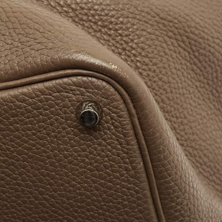 Pre Owned Hermès Picotin Lock 18 Etoupe Taurillon Clemence Leather Tote