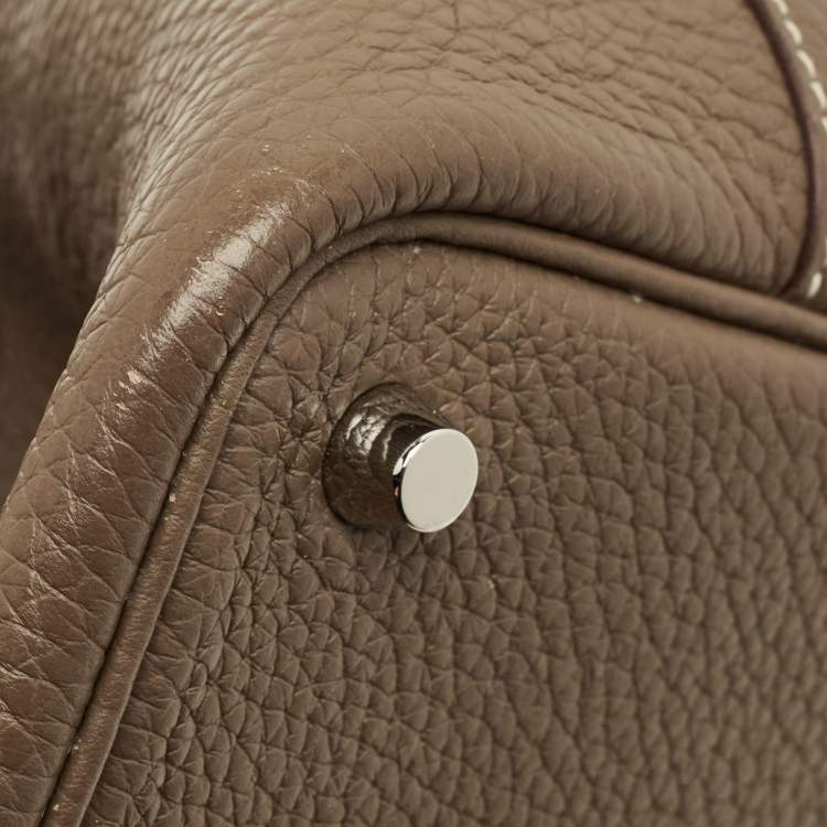 Pre Owned Hermès Picotin Lock 18 Etoupe Taurillon Clemence Leather Tote