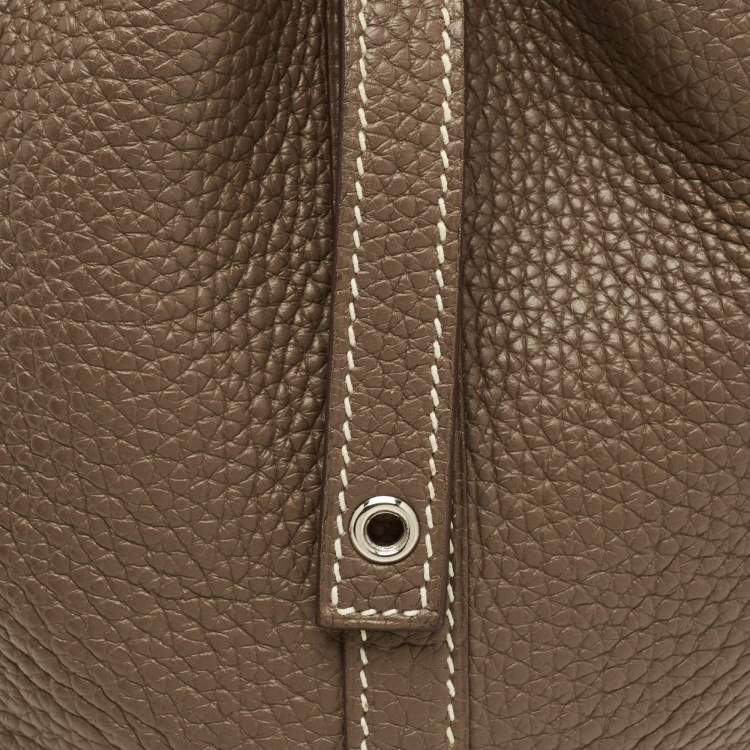 Pre Owned Hermès Picotin Lock 18 Etoupe Taurillon Clemence Leather Tote
