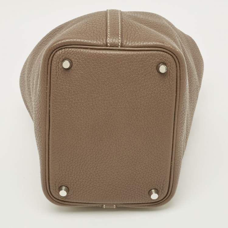 Pre Owned Hermès Picotin Lock 18 Etoupe Taurillon Clemence Leather Tote