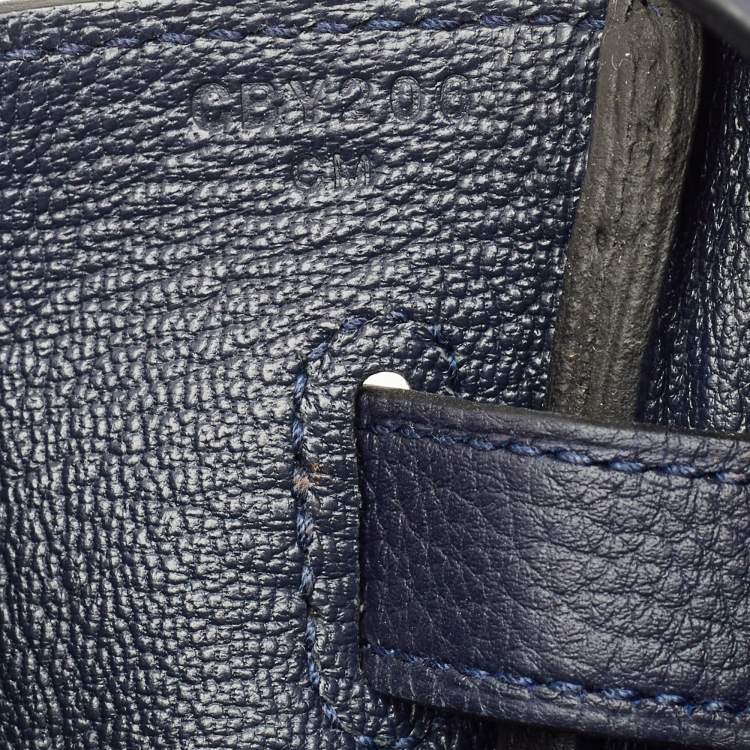 Pre Owned Hermès Birkin 30 Palladium Finish Bleu Nuit Togo Leather Tote