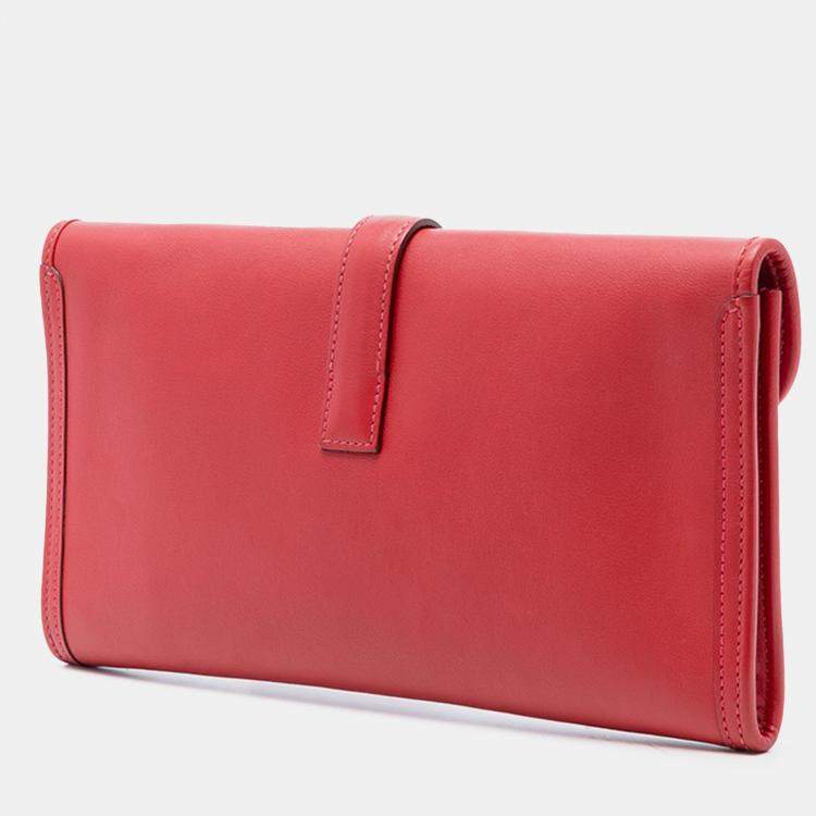 Pre Owned Hermes Jige Elan 29 Rouge Casaque Swift Bag