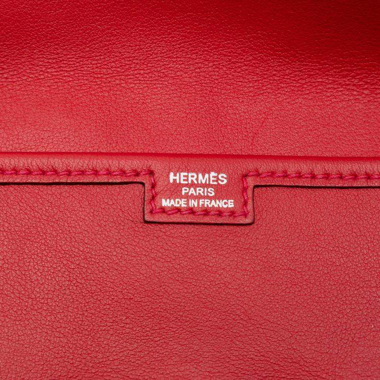 Pre Owned Hermes Jige Elan 29 Rouge Casaque Swift Bag