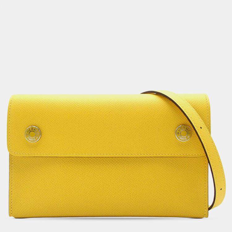 Pre Owned Hermes Jaune de Naples Epsom Hermesnap Wallet On Strap
