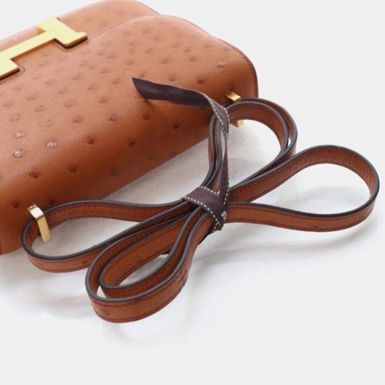 Pre Owned Hermes  Constance 18 Gold Ostrich Bag