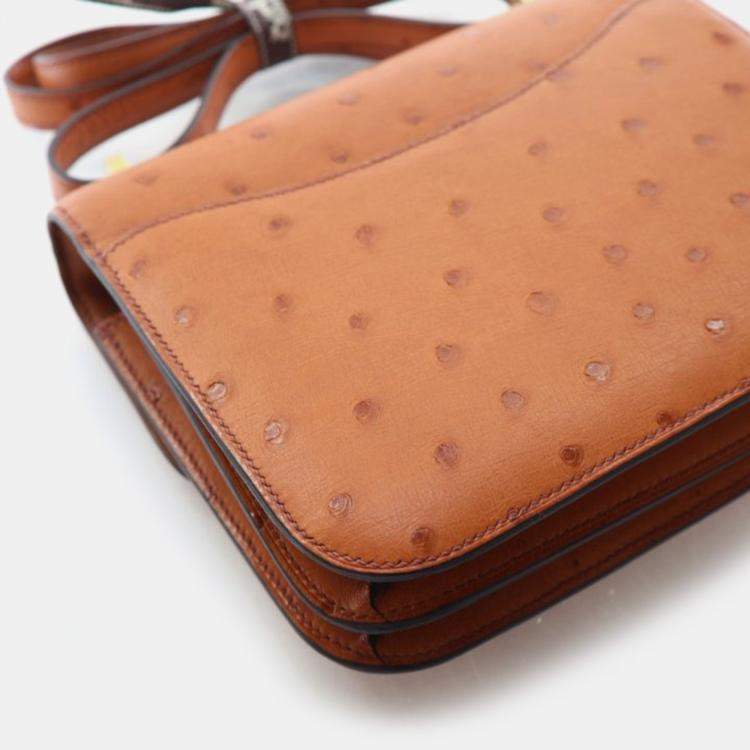 Pre Owned Hermes  Constance 18 Gold Ostrich Bag