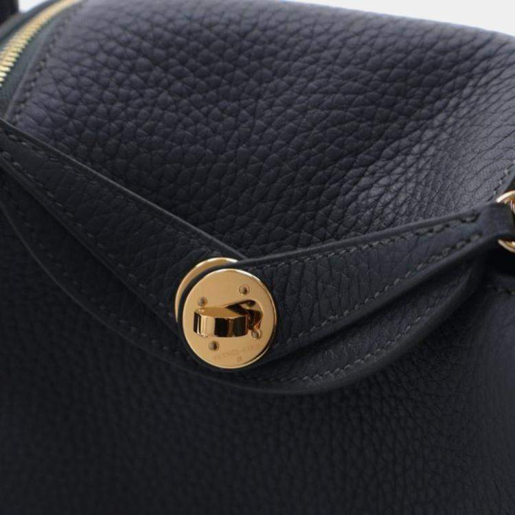 Pre Owned Hermes Mini Lindy 20 Vert Mangrove Clemence Bag 