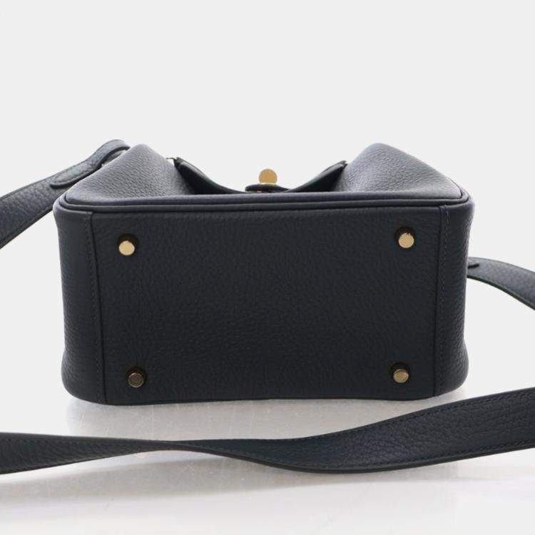 Pre Owned Hermes Mini Lindy 20 Vert Mangrove Clemence Bag 