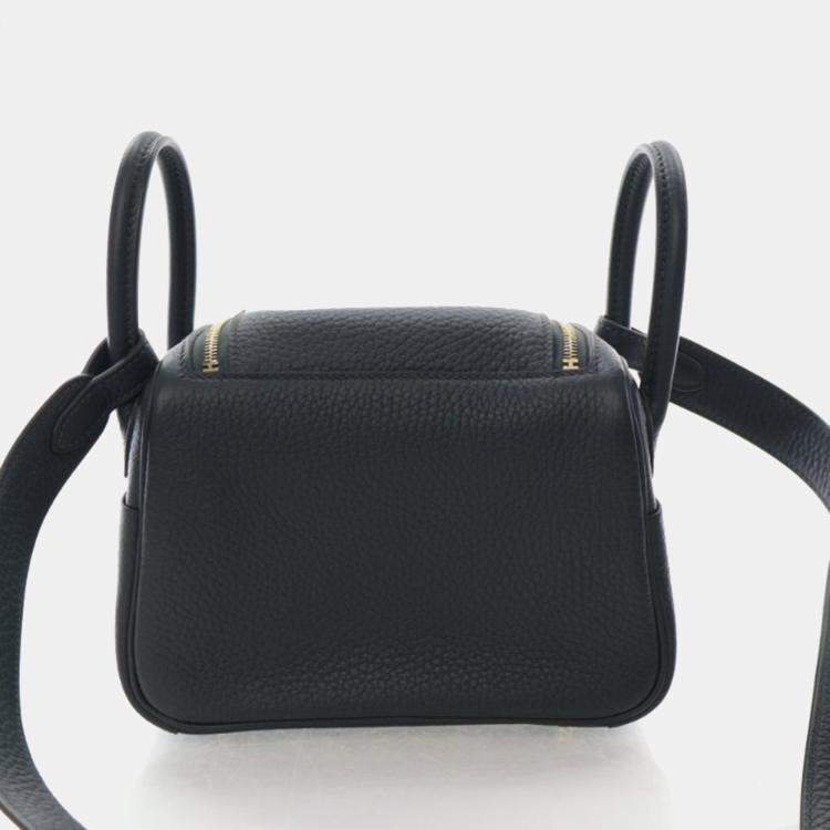 Pre Owned Hermes Mini Lindy 20 Vert Mangrove Clemence Bag 