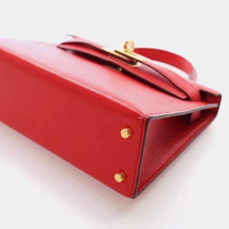 Pre Owned Hermes Rouge De Coeur Epsom Mini Kelly 20