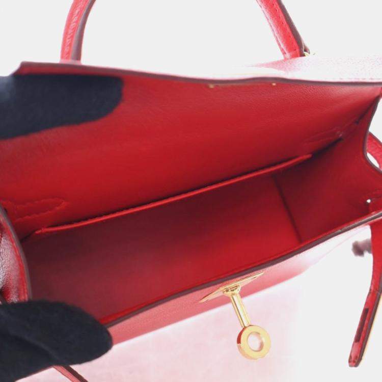 Pre Owned Hermes Rouge De Coeur Epsom Mini Kelly 20