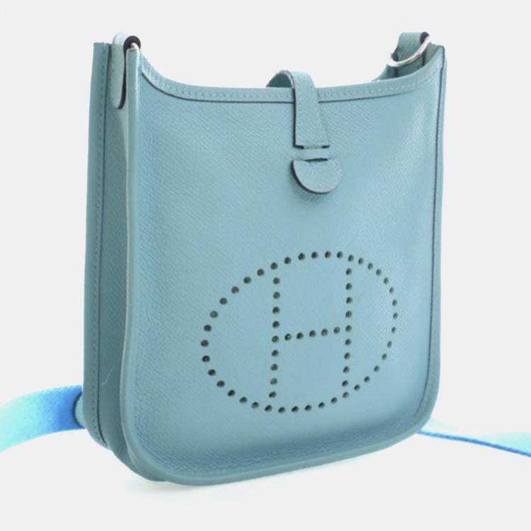 Pre Owned Hermes Bleu Atoll Epsom Evelyne TPM 16