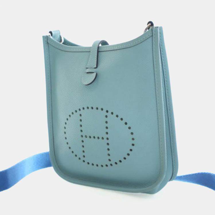 Pre Owned Hermes Bleu Atoll Epsom Evelyne TPM 16