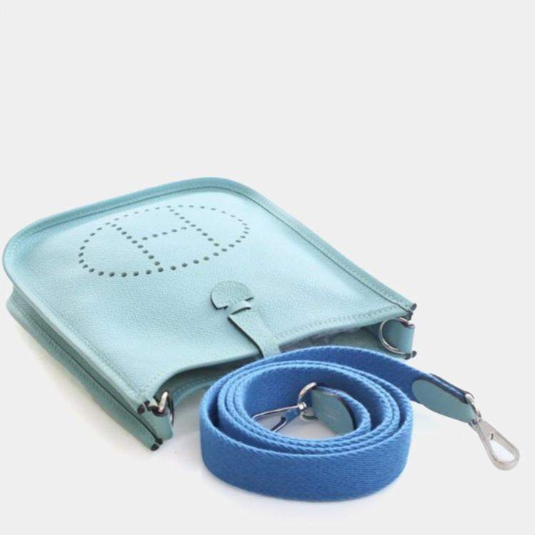 Pre Owned Hermes Bleu Atoll Epsom Evelyne TPM 16