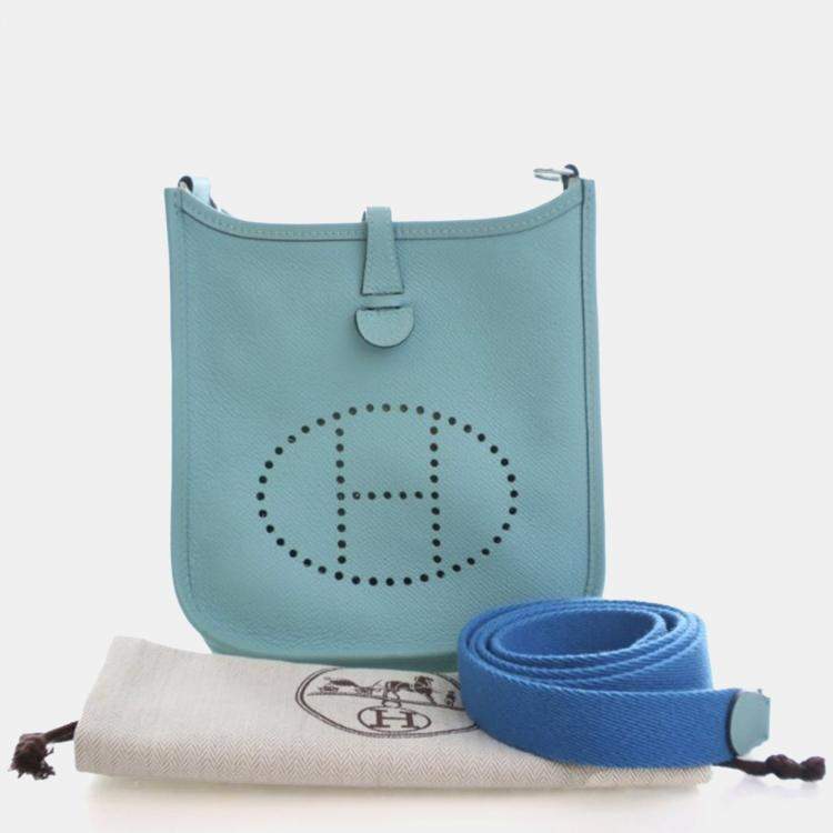 Pre Owned Hermes Bleu Atoll Epsom Evelyne TPM 16