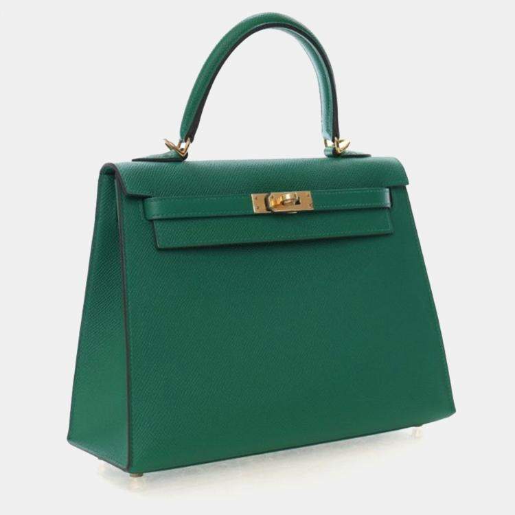 Pre Owned Hermes Vert Vertigo Epsom Sellier Kelly 25
