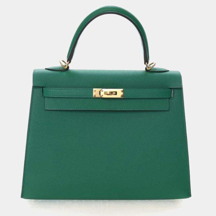 Pre Owned Hermes Vert Vertigo Epsom Sellier Kelly 25