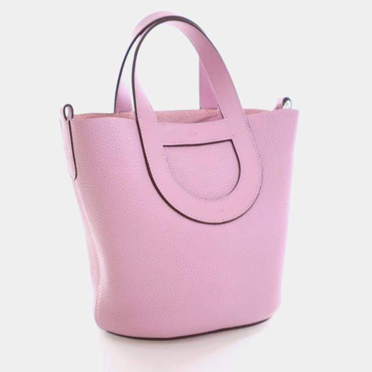 Pre Owned Hermes Mauve Sylvestre Swift In-The-Loop Bucket 18